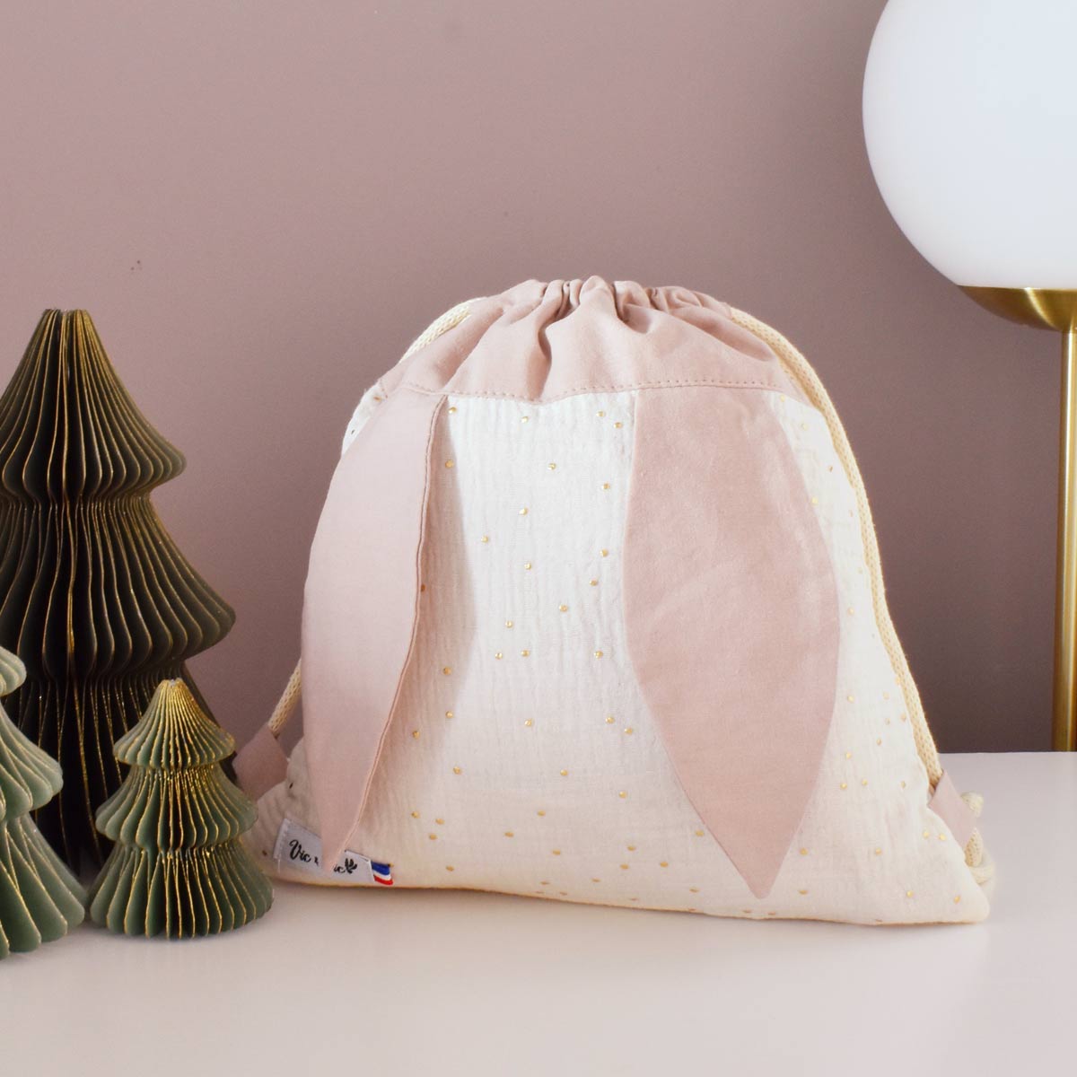 sac-a-dos-lapin-enfant-gaze-coton-ecru-fait-main-vic-et-pic