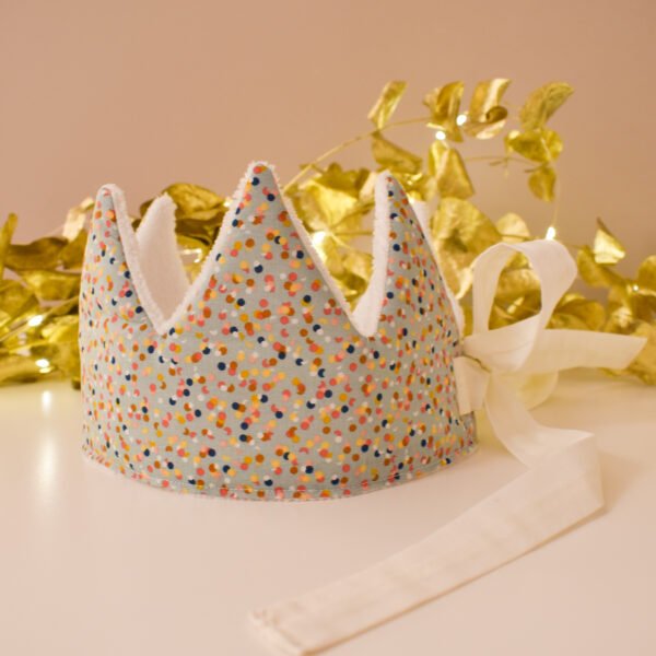couronne confettis galette des rois épiphanie tissu eco-responsable anniversaire jouet enfant bébé oeko-tex made in france roi reine ajustable reglable